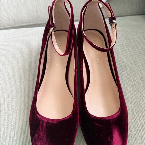 Marc Fisher Shoes - Marc Fisher Burgundy Velvet Ankle-Strap Heels
